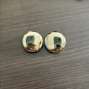 Vintage Round Shiny Silver tone Metal Clip-On Earrings